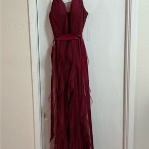 Elegant Burgundy Evening Gown